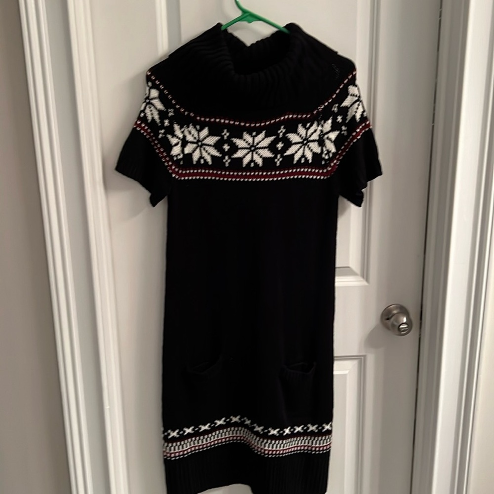 Cato Short Sleeve Sweater Dress with Cowl Neck-Size Small